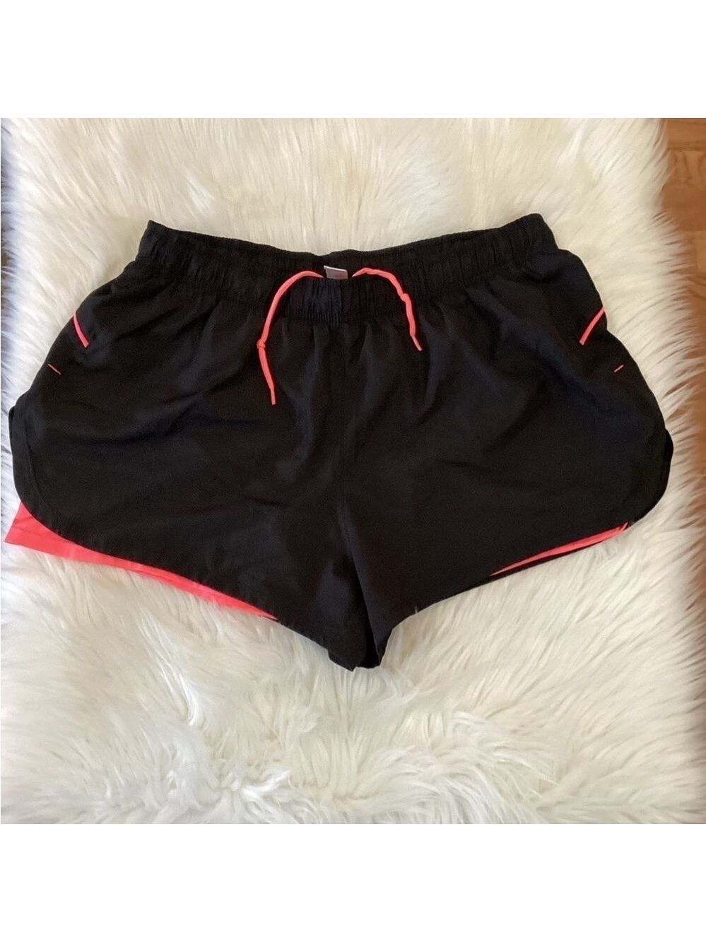 Just Be Sport shorts with attached biker shorts woman’s large black an…
